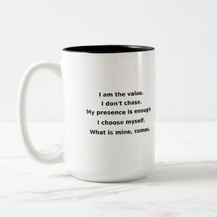 Mein Wert ist nicht verhandelbar Power Selbstlie Zweifarbige Tasse
