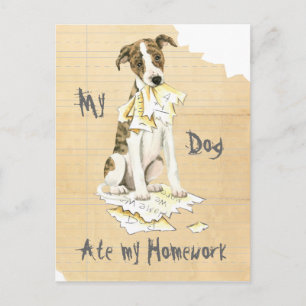 Mein Whippet aß meine Hausaufgaben Postkarte