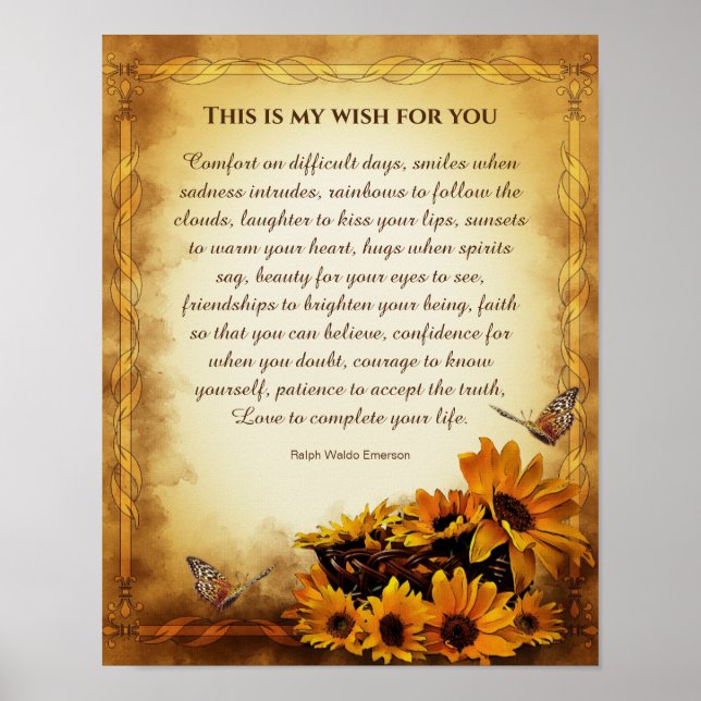 Mein Wunsch für dich Ralph Waldo Emerson Gedicht Poster (Vorne)
