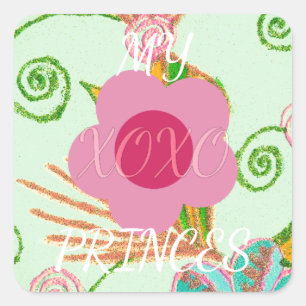 Mein XOXO Kleine Prinzessin Blumen Kunst Druck Des Quadratischer Aufkleber