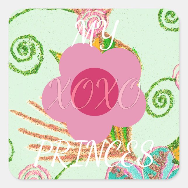 Mein XOXO Little Princess Blues Art Print Design Quadratischer Aufkleber (Vorderseite)
