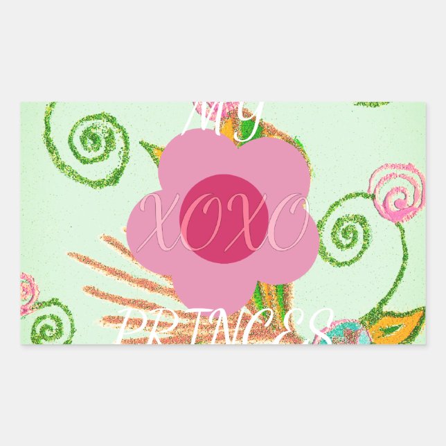 Mein XOXO Little Princess Blues Art Print Design Rechteckiger Aufkleber (Vorderseite)