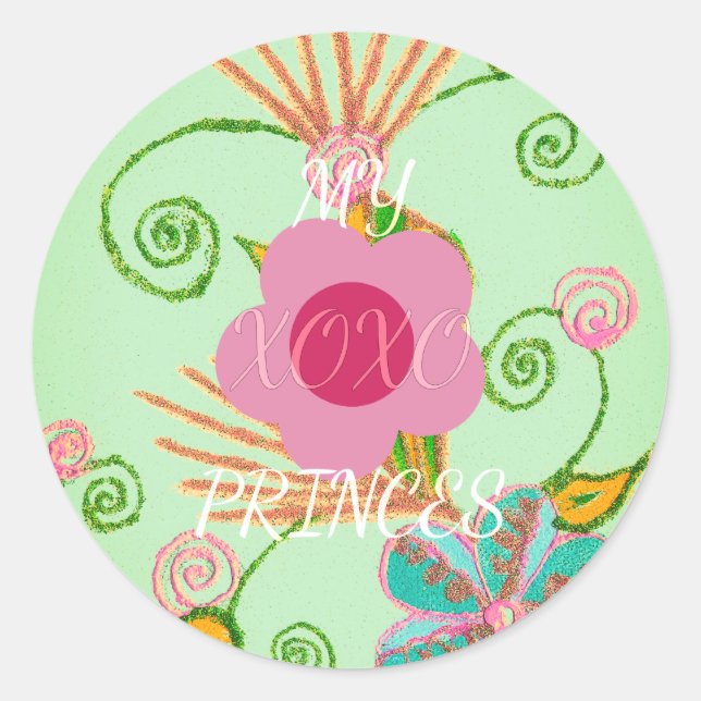 Mein XOXO Little Princess Blues Art Print Design Runder Aufkleber (Vorderseite)