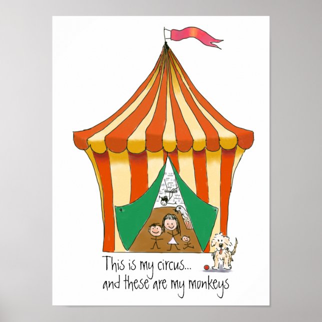 Mein Zirkus Meine Affen - farbige Cartoon-Abbildun Poster (Vorne)