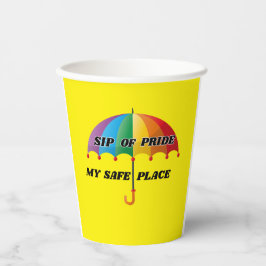 MEIN ZUFLUCHTSORT, ZITRONENGELB LGBTQ 8 oz. Party Pappbecher