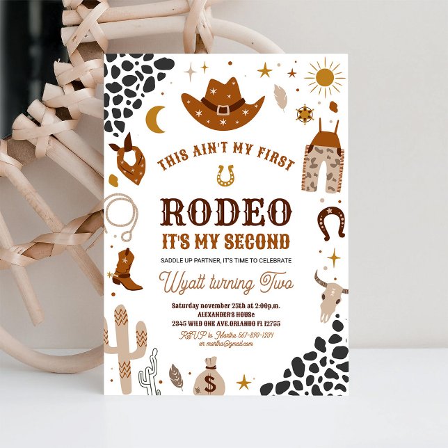 Mein zweiter Rodeo Cowboy Southwestern Birthday Einladung (Von Creator hochgeladen)