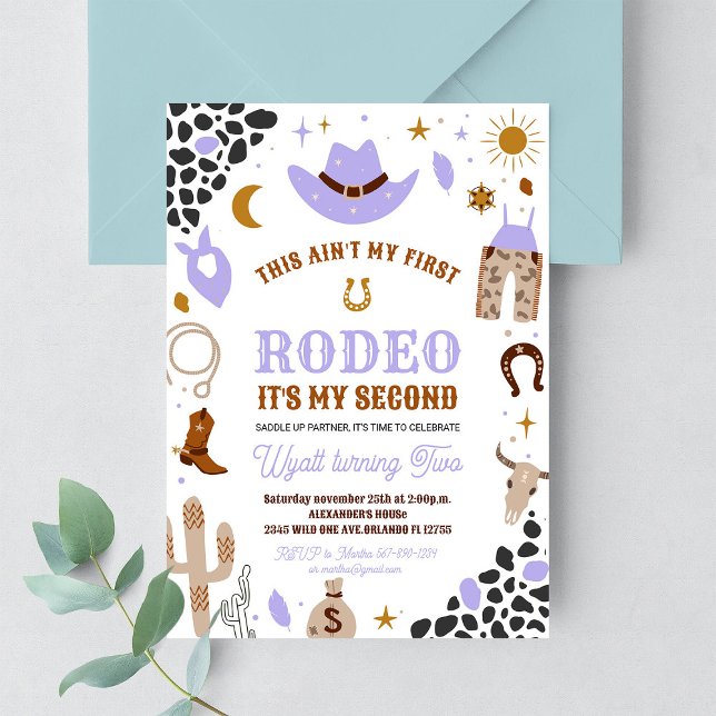 Mein zweites Rodeo Cowgirl Southwestern Birthday Einladung (Von Creator hochgeladen)