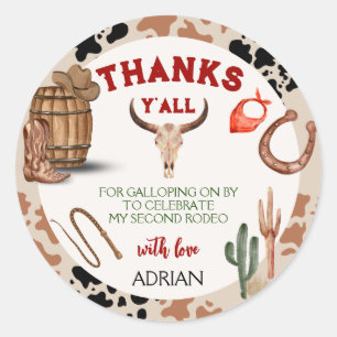 Mein zweites Rodeo Party Cowboy Geburtstag Runder Aufkleber