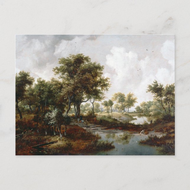 Meindert Hobbema A Waldlandschaft Postkarte (Vorderseite)