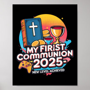 Meine 1. Erstkommunion 2025 Videospiel-Controller Poster