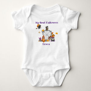Meine 1. Halloween-Whimsical Halloween-Gnomszene Baby Strampler