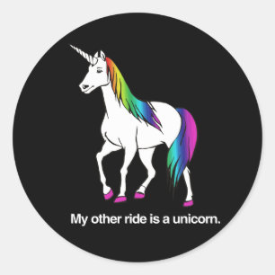 MEINE ANDERE FAHRT IST EIN EINHORN RUNDER AUFKLEBER
