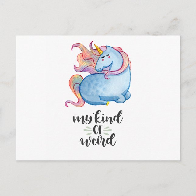 Meine Art komisches blaues Einhorn Postkarte (Vorderseite)