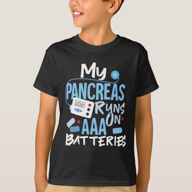 Meine Bauchspeicheldrüse läuft auf einem Aaa Akku  T-Shirt (Vorderseite)