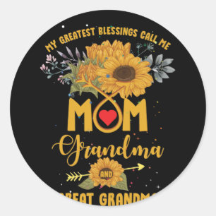 Meine Beststen Segnungen nennen Mama Oma Sonnenblu Runder Aufkleber