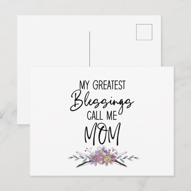 Meine Beststen Segnungen nennen mich Mama Postkarte (Vorne/Hinten)