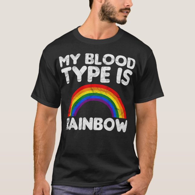 Meine Blutgruppe ist Regenbogen LGBT T-Shirt (Vorderseite)