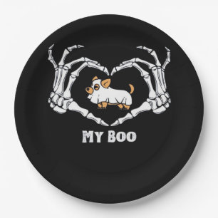Meine Boo Chihuahua-Kostüme mit Skeletthörnchen Pappteller
