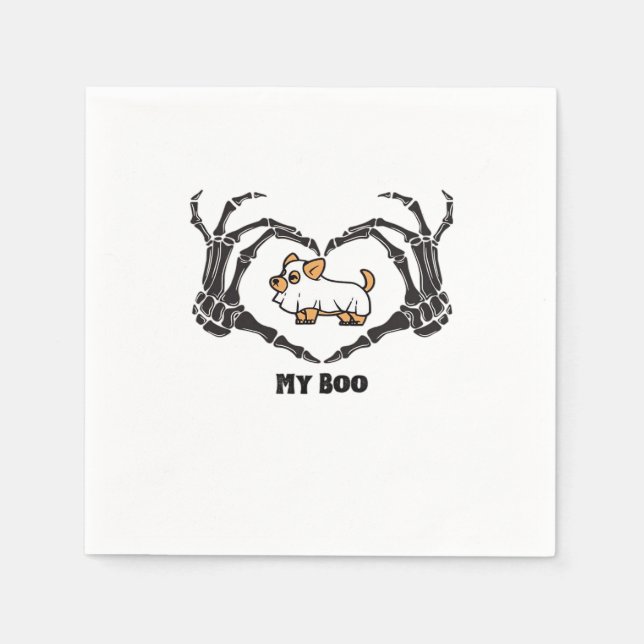 Meine Boo Chihuahua-Kostüme mit Skeletthörnchen Serviette (Vorderseite)