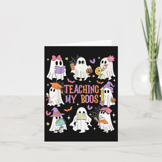 Meine Boos lehren Niedlich Ghost Groovy Lehrer Karte (Vorderseite)