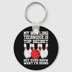 Meine Bowling-Technik ist geheim lustig Bowling Bo Schlüsselanhänger