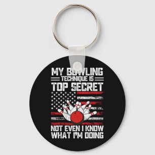 Meine Bowling-Technik ist hochgeheim, lustiger Bow Schlüsselanhänger