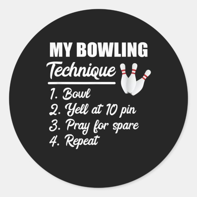 meine Bowling Technik Schüssel auf 10 Button beten Runder Aufkleber (Vorderseite)