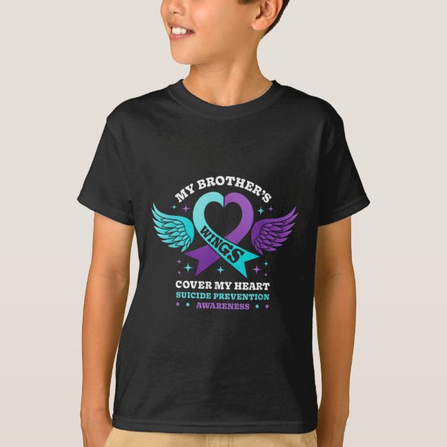 Meine Brüder Wings decken meine Herz-Suizidprävent T-Shirt (Vorderseite)