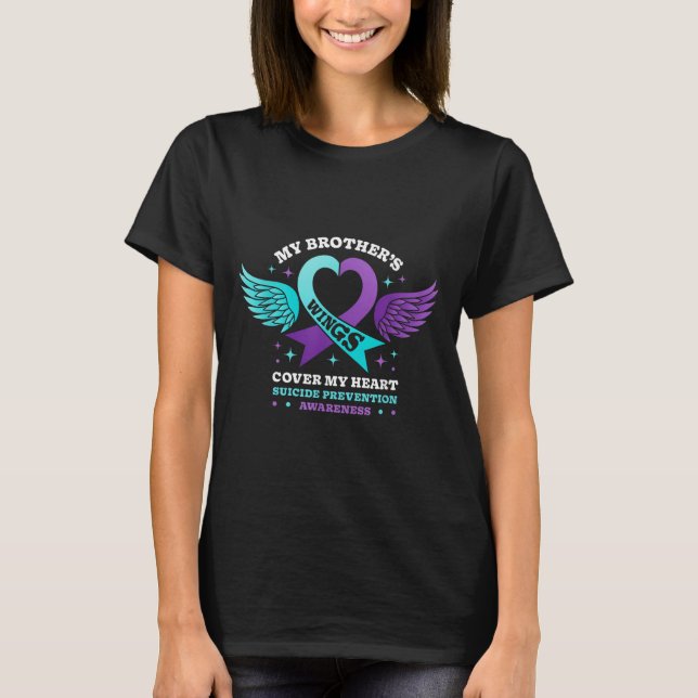 Meine Brüder Wings decken meine Herz-Suizidprävent T-Shirt (Vorderseite)