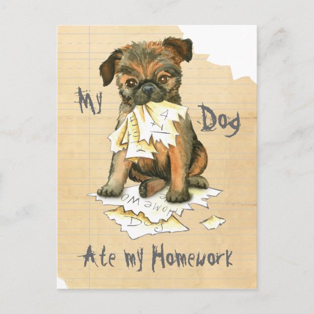 Meine Brüsseler Griffon Ate Meine Hausaufgaben Postkarte (Vorderseite)