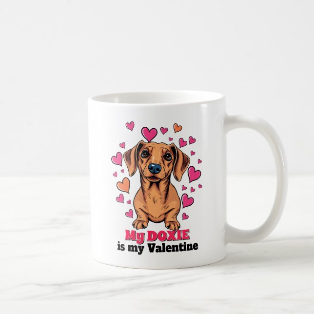 Meine Dackel ist mein Valentine Niedlich Funny Dac Kaffeetasse (Rechts)