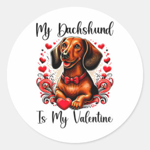 Meine Dackel ist meine Valentinische Dackel Liebha Runder Aufkleber