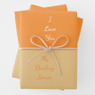Meine Darling I Liebe Sie Elegant Script Orange Geschenkpapier Set