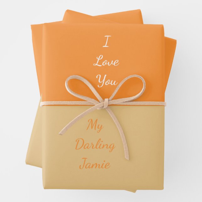 Meine Darling I Liebe Sie Elegant Script Orange Geschenkpapier Set (Beispiel)