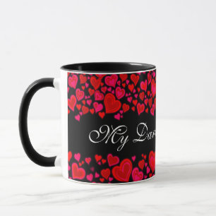 Meine Darling Valentinherzen rosa schwarze Tasse