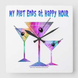 Meine DIET ENDET bei Happy Hour! Quadratische Wanduhr