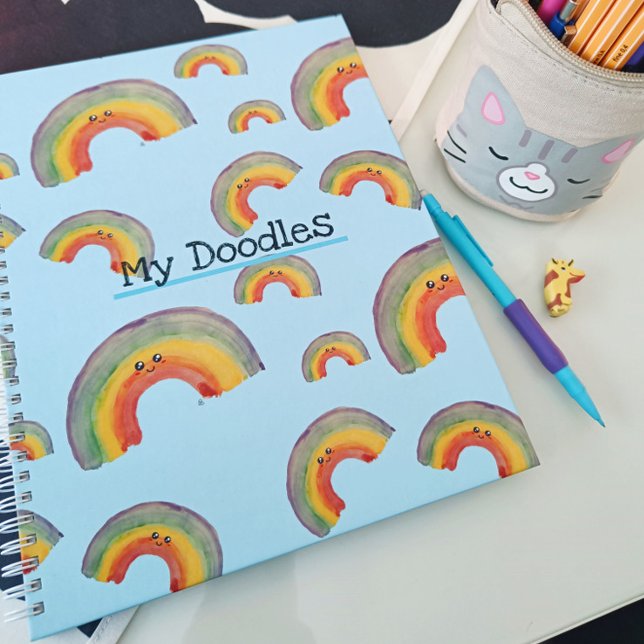 Meine Doodles, individualisierbares Kawaii-Regenbo Notizbuch (Von Creator hochgeladen)