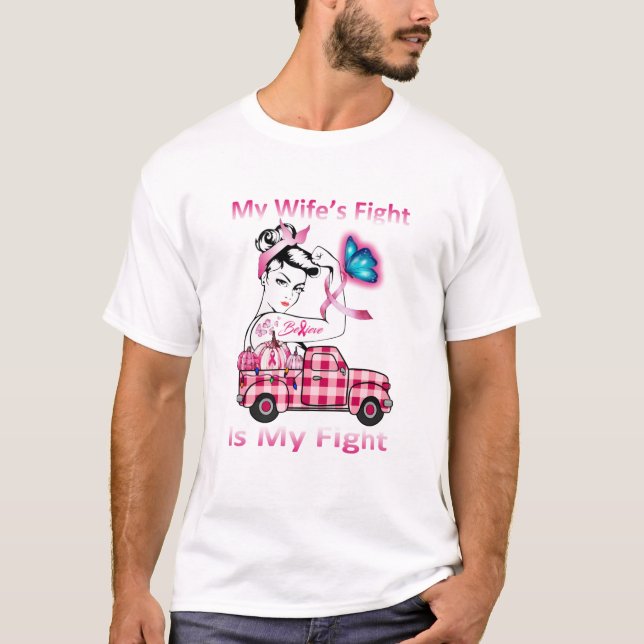 Meine Ehefrau kämpft gegen Brustkrebs T-Shirt (Vorderseite)