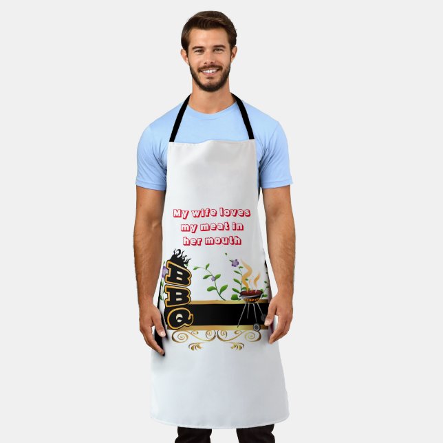 Meine Ehefrau Liebe mein Fleisch in ihrer GRILLEN  Schürze (Getragen)