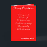 Meine Ehefrau romantische Weihnachtsgrußkarten Feiertagskarte<br><div class="desc">Romantische Weihnachtskarten mit Hingabe zu einer liebevollen Ehefrau</div>