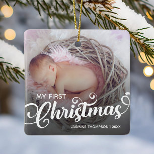 Meine erste Baby-Weihnachtsfoto Keramikornament