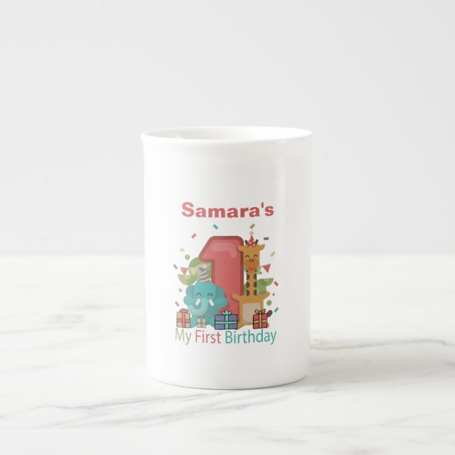 Meine erste China zum Geburtstag Prozellantasse (Vorderseite)