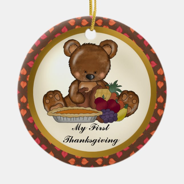 Meine erste Erntedank-Bärn-Babyverzierung Keramikornament (Vorne)