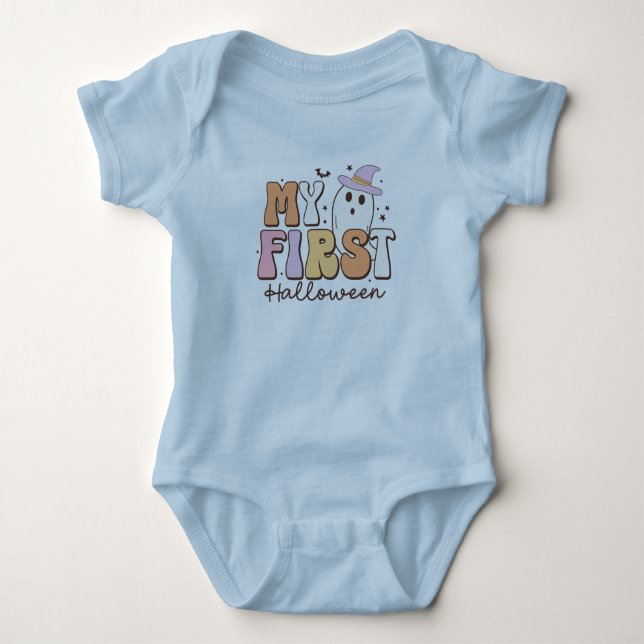 Meine erste halloween, bunte Retrotypografie Baby Strampler (Vorderseite)