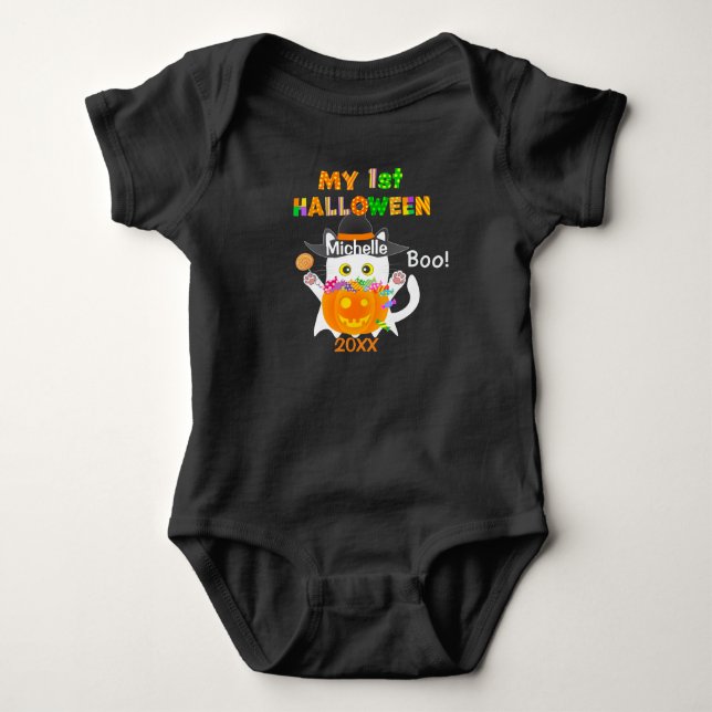 Meine erste Halloween-Geisterkatze Baby Strampler (Vorderseite)
