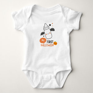 MEINE ERSTE HALLOWEEN MAMA mit NIEDLICHER BABYFLAS Baby Strampler