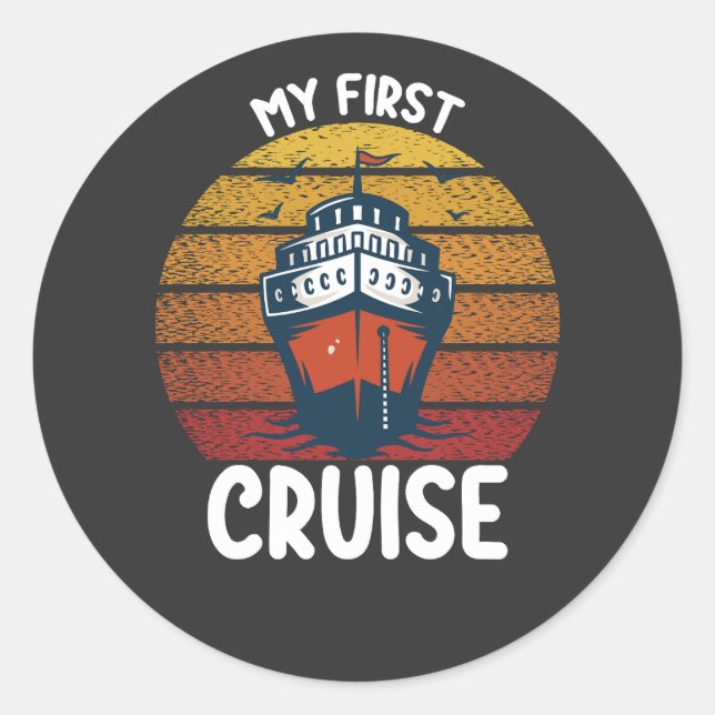 Meine erste Kreuzfahrt Retro Vintag Runder Aufkleber (Vorderseite)