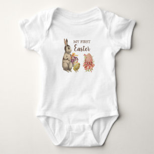 Meine erste Ostern-Babykleidung Vintage-Hase Kanin Baby Strampler