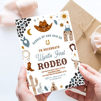 Meine erste Rodeo Cowboy Birthday Ranch Southweste Einladung