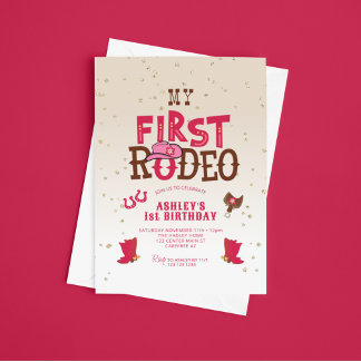 Meine erste Rodeo Cowgirl Cream 1. Geburtstag Einladung
